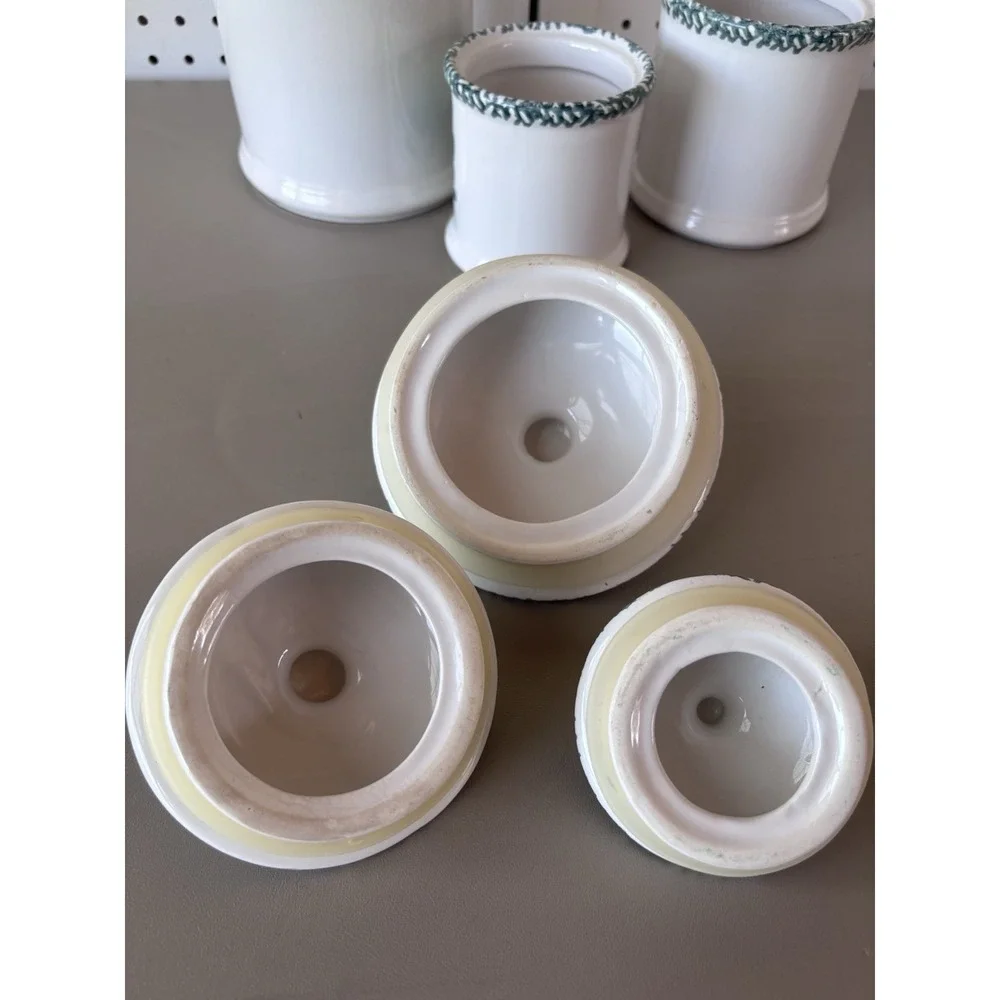 Corelle‎ Canister Set 3pc Green Hearts Sponge Ceramic Farmhouse Cottagecore